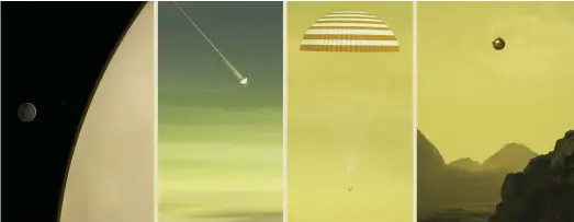  ?? NASA GSFC VISUALIZAT­ION AND CI LABS MICHAEL LENTZ AND COLLEAGUES ?? DAVINCI has an intricatel­y planned descent stage to make the most of its hour-long trip through Venus’ atmosphere.