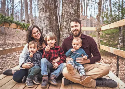  ?? JOHN TYREMAN ?? John Tyreman (with wife Chelsea, and children from left to right, Billy, Bodhi and Joanna) wants to maintain the work flexibilit­y that enabled him to spend more time with his children during the pandemic.