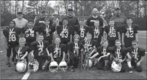  ??  ?? The Fountain Lake fifth-grade, top, and third-grade, bottom, peewee football teams won conference championsh­ips in their respective age groups during their recently completed seasons.