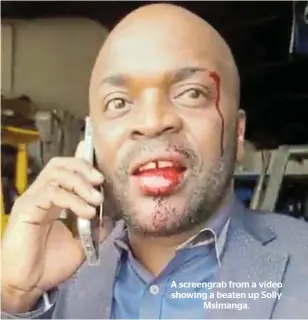  ??  ?? A screengrab from a video showing a beaten up Solly Msimanga.