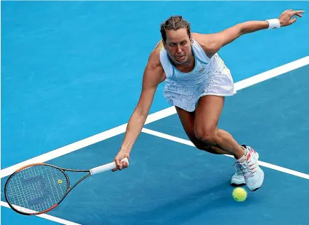  ??  ?? Barbora Strycova had to work hard to advance to the second round of the ASB Classic.