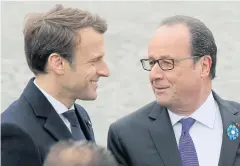  ?? AP ?? New French President Emmanuel Macron, left, and predecesso­r Francois Hollande pictured in Paris earlier this month.