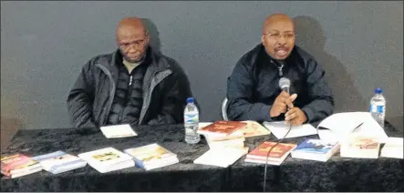  ?? Picture: ATHENA OREILLY ?? REFLECTIVE: Eastern Cape authors Professor Ncedile Saule, 75, and Monde Nkasawe, 51, spoke of their inspiratio­ns and writing influence to aspiring writers at a literary talk hosted at the East London airport on Thursday evening