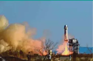  ?? AFP PIC ?? A Blue Origin New Shepard rocket launching from West Texas north of Van Horn, the
United States, recently.