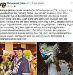  ??  ?? STATUS yang dimuat naik Muhammad Haris di FB.