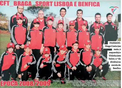  ?? ?? PASSADO. Diogo Costa (ao meio, à esquerda) e Vitinha (em baixo, 3.º da direita) na escola do Benfica