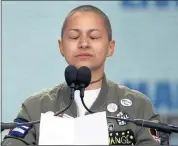  ?? ALEX BRANDON — THE ASSOCIATED PRESS ?? Emma Gonzalez, a survivor of the mass shooting at Marjory Stoneman Douglas High School in Parkland, Fla., closes her eyes and cries silently in Washington on Saturday.