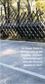  ?? SOBE ?? An dieser Stelle in Rosegg kam es zur Tragödie: „Stunden nach Unfall noch über ein Promille Alkohol im Blut“