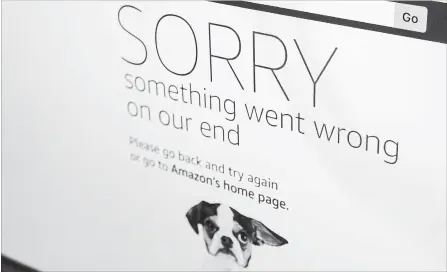  ?? RICHARD B. LEVINE TNS ?? The Amazon website fails to load during its Prime Day sale on Monday. This is the fourth year that Amazon is offering bargains to Amazon Prime shoppers. Shoppers were expected to spend US$3.4 billion on Amazon during the promotion.