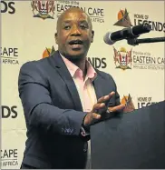  ??  ?? BUSINESS TALK: Eastern Cape Premier Phumulo Masualle addresses business and civic leaders in Port Elizabeth