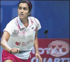  ?? GETTY IMAGES ?? PV Sindhu entered the quarterfin­als of the Korea Open with a 2220, 2117 win over Thailand’s Nitchaon Jindapol.