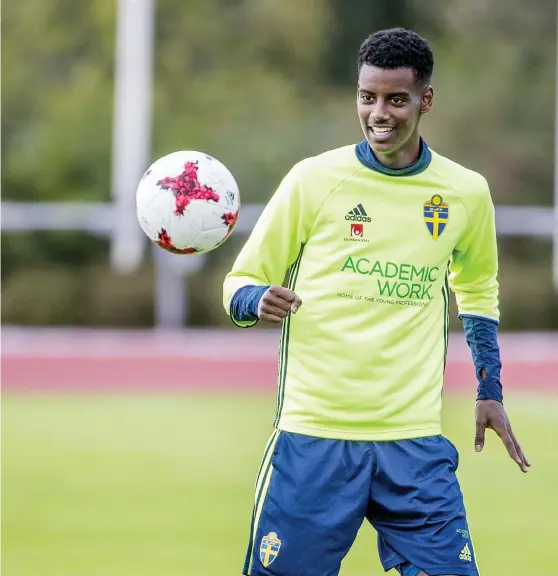  ?? Bild: Adam Ihse ?? Alexander Isak med U21-landslaget 2017.