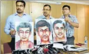  ?? HT PHOTO ?? Police said a set of three sketches were drawn up for the two suspects based on inputs from people.