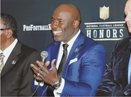  ?? AP PHOTO ?? LONG ENOUGH? Terrell Davis, a league MVP and two-time Super Bowl champion, was elected to the Pro Football Hall of Fame despite a short window of success, fueling debate over the importance of longevity in getting to Canton.