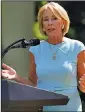  ?? (AP/Evan Vucci) ?? “There’s going to be exceptions to the rule, but the rule should be that kids go back to school this fall,” U.S. Education Secretary Betsy DeVos said.