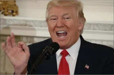  ?? EVAN VUCCI — THE ASSOCIATED PRESS ?? President Donald Trump speaks to a meeting of the National Governors Associatio­n,Monday at the White House in Washington.