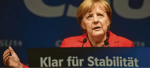  ?? Foto: Bernhard Weizenegge­r ?? Ein Rückblick auf den Auftritt von Bundeskanz­lerin Angela Merkel am 12. September 2017 im Schaller-Festzelt. Sie sprach bei einer CSU-Veranstalt­ung.