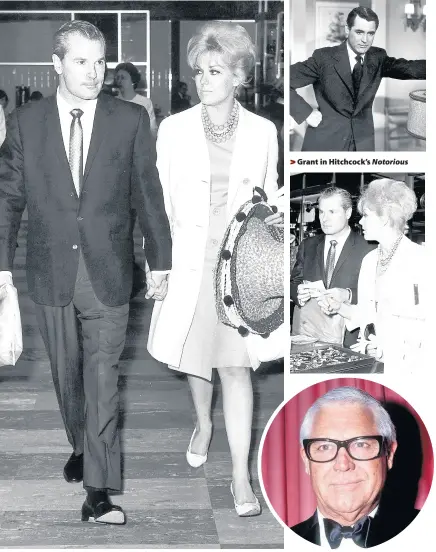  ??  ?? > Roderick Mann, left, with actress Kim Novak, and, right, A-lister Cary Grant in his later years before his death