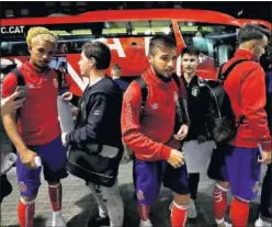  ??  ?? LLEGADA. Los jugadores del Girona, ya en Levante.