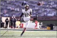  ?? Hunter Dyke / Getty Images ?? Vanderbilt’s Sarah Fuller warms up prior to a game against Missouri at Memorial Stadium on Saturday in Columbia, Mo.