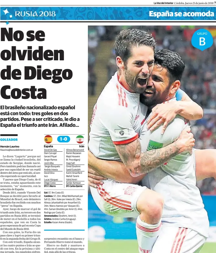  ?? (AP) ?? No la pasó nada bien. España no jugó de la mejor manera, pero encontró un triunfo vital por Costa.