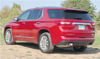  ??  ?? The V-6 Traverse comes in five trim levels, topping out at $58,495 for the High Country.