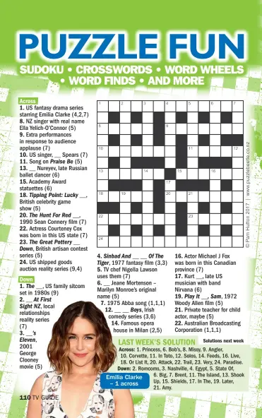  ??  ?? Emilia Clarke – 1 across