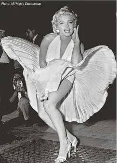  ?? Photo: Ap/matty Zimmerman ?? Image iconique de Marilyn Monroe réalisée le 9 septembre 1954 lors du tournage de «The Seven Year Itch» à Manhattan.