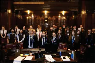  ??  ?? Pupils from 17 schools across Glasgow took to the debating chambers