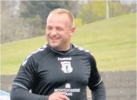  ??  ?? All smiles Chris Faulds after scoring East Kilbride Thistle’s crucial goal on Saturday