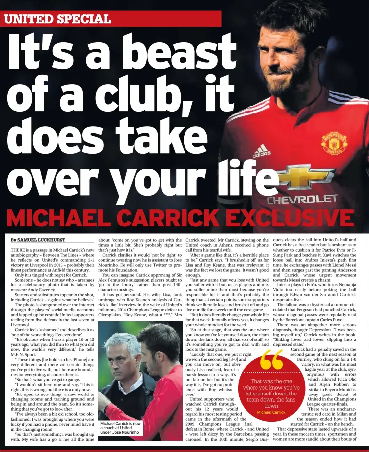  ??  ?? Michael Carrick is now a coach at United under Jose Mourinho