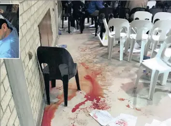  ?? PICTURES: SUPPLIED AND MATTHEWS BALOYI ?? MAYHEM: The aftermath of an attack during an Integrated Developmen­t Plan meeting at Midrand High School on Tuesday. DA councillor Andrew Osmond, inset, was hit with a brick and the school vandalised.