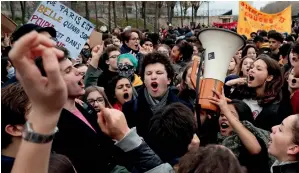  ?? Reuters ?? School students protest against the French government’s reform plan in Paris on Friday. —