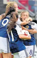  ??  ?? LEVEL BEST Erin Cuthbert’s celebrates goal