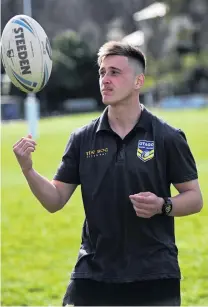  ?? PHOTO: LINDA ROBERTSON ?? Having a ball . . . Jayden Hollander at Logan Park, before leaving for Christchur­ch for the Otago Whalers’ national final against the Wellington Orcas today.