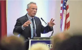  ?? SAM GREENE/CINCINNATI ENQUIRER FILE ?? Independen­t presidenti­al candidate Robert F. Kennedy Jr. has the support of 15% of registered voters, a recent Reuters/Ipsos poll shows.