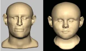  ?? Composite: Prof Caroline Wilkinson/Liverpool John Moores University ?? Based on skeletal remains, researcher­s reconstruc­ted the face of a male adult and a child.