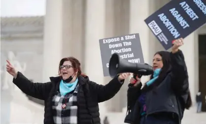  ?? ?? Anti-abortion activists Lauren Handy, left, and Terrisa Bukovinac outside the supreme court in Washington. Photograph: Sarah Silbiger/ Reuters