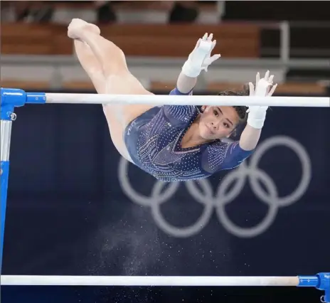  ?? New York Times ?? Sunisa Lee perfromed masterfull­y on the uneven bars in the individual all-around, but could not replicate that standard in the uneven bars final.