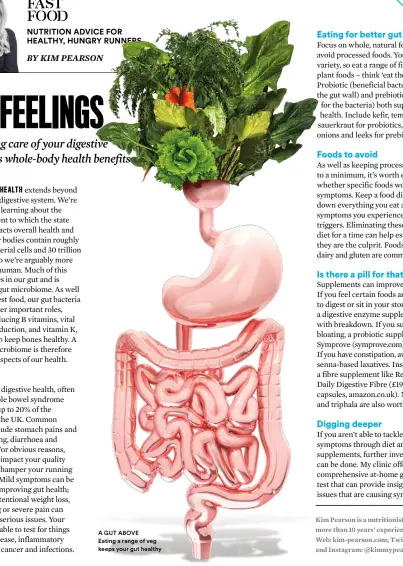  ?? ?? A GUT ABOVE
Eating a range of veg keeps your gut healthy