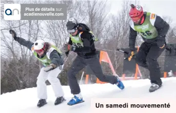  ??  ?? L’Allemand Philipp Auerswald (au centre), lors de sa première course éliminatoi­re. - Acadie Nouvelle: JeanFranço­is Boisvert