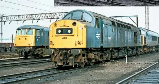  ?? RAIL PHOTOPRINT­S ?? Below: Class 97/4 97405 is a sorry sight at Garston Holding Sidings on June 9 1986. The former 40060 was one of four ‘40s’ retained for department­al duties linked with a major refurbishm­ent at Crewe, but it was withdrawn in early 1986 and scrapped.