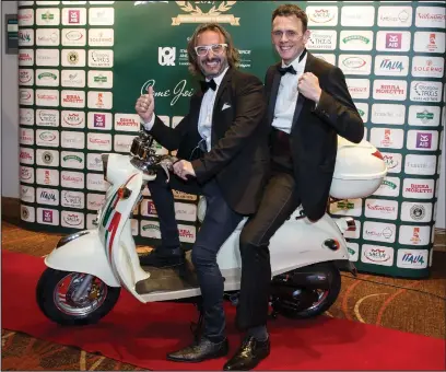  ??  ?? Luca Conreno and Christophe­r Martinolli, owners of La Lanterna, celebrate winning the best newcomer title