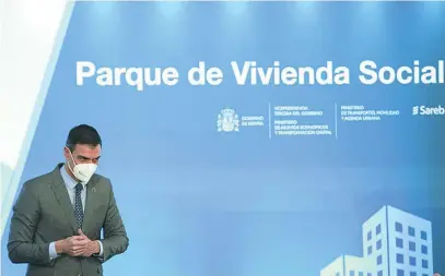  ?? EUROPA PRESS ?? El presidente del Gobierno, Pedro Sánchez, en el acto de firma del Parque de Vivienda Social