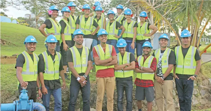  ?? Photo: Fiji Water Authority ?? Voadafone Fiji Hibiscus queen and king contestant­s during the Water Champions programme organised by the Water Authority of Fiji on August 5, 2017.