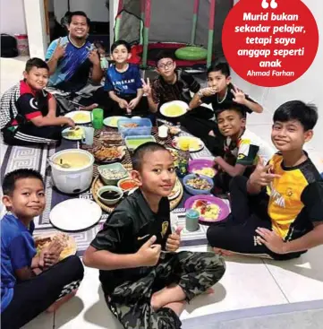  ?? ?? AHMAD Farhan berkongsi video kegembiraa­n bersama lapan murid berbuka puasa bersamanya pada Jumaat lalu.