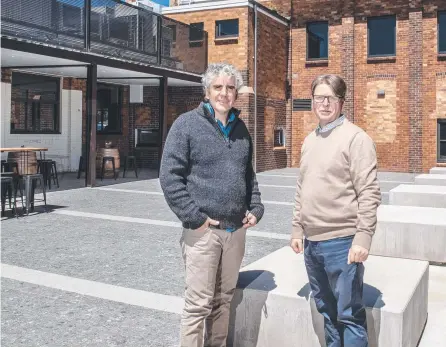  ?? Picture: Nev Madsen. ?? OPEN AGAIN: Keen to see tenants in the newly renovated Toowoomba Foundry are (from left) co-owner Stephen Roche and agent Kent Burling.