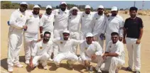  ?? – Credit ?? ALL SMILES: Aflag Group players pose for a group photograph after the match against Ghantoot Group..