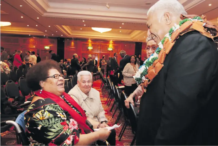  ?? Photo: DEPTFO News ?? Prime Minister Voreqe Bainimaram­a at a dinner reception in London hosted by Fijians living in the United Kingdom.