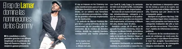  ??  ?? Es la cuarta vez que lo nominan a Álbum del año.